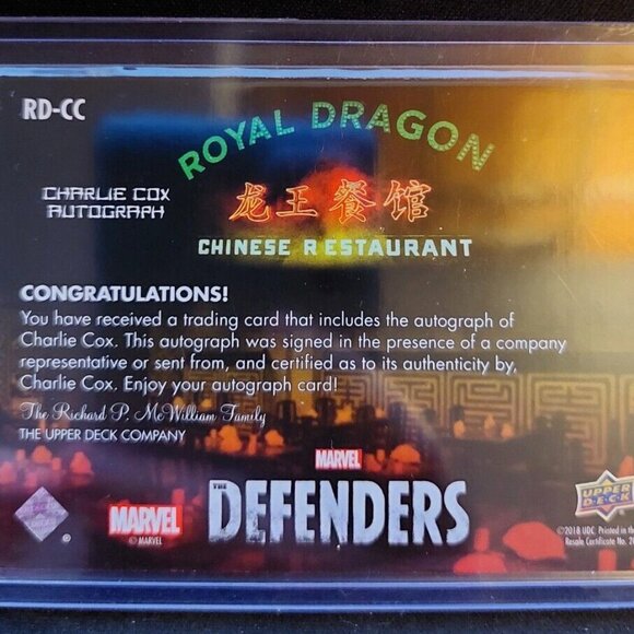 Upper Deck Marvel The Defenders Autograph RD-CC Charlie Cox as Daredevil - Picture 2 of 2